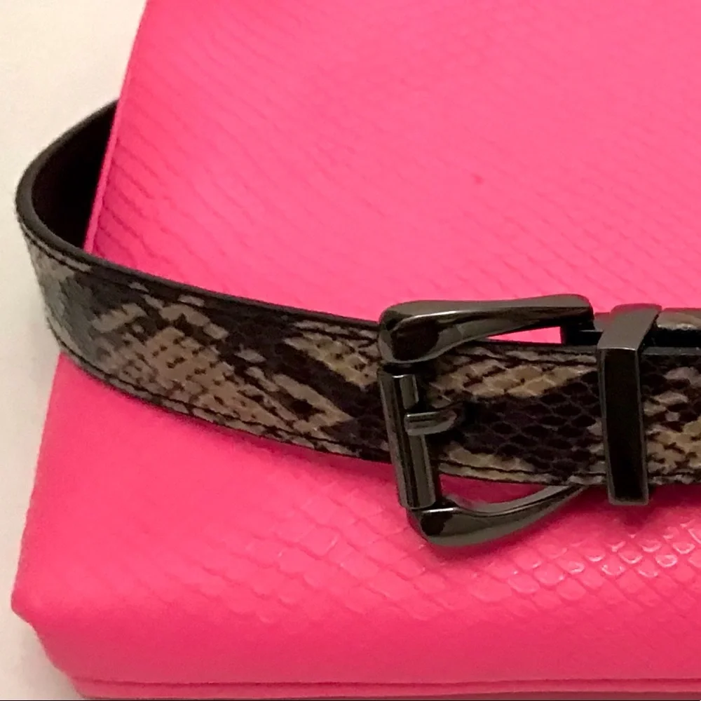 Nine West Python Embossed Metallic Leather Statement Belt - Picture 1 of 6